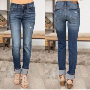 Judy Blue Straight Fit Distressed Joshua Jeans Size 5/27 Dark Wash